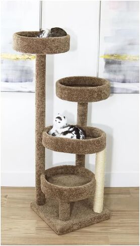 HomeStock Natural Beauty Stylish Cat Climbing Tree 48" H x 24" W x 18" D Features Multiple Climbing Areas, Durable Scratching Posts, and Comfortable Resting Perches for Active Cats in Kuwait