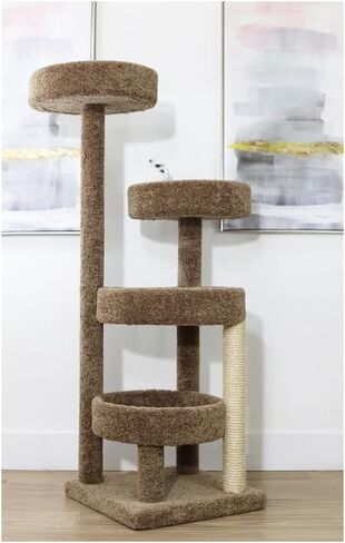 HomeStock Natural Beauty Stylish Cat Climbing Tree 48" H x 24" W x 18" D Features Multiple Climbing Areas, Durable Scratching Posts, and Comfortable Resting Perches for Active Cats in Kuwait