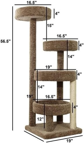 HomeStock Natural Beauty Stylish Cat Climbing Tree 48" H x 24" W x 18" D Features Multiple Climbing Areas, Durable Scratching Posts, and Comfortable Resting Perches for Active Cats in Kuwait