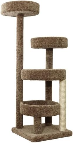 HomeStock Natural Beauty Stylish Cat Climbing Tree 48" H x 24" W x 18" D Features Multiple Climbing Areas, Durable Scratching Posts, and Comfortable Resting Perches for Active Cats in Kuwait