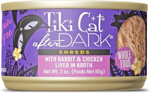 Tiki Cat After Dark Shreds Wet Cat Food, Rabbit & Chicken Liver, 3 oz. Can (12 Count) in Kuwait
