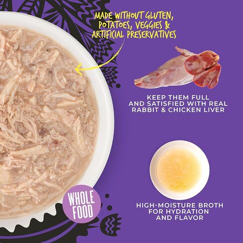 Tiki Cat After Dark Shreds Wet Cat Food, Rabbit & Chicken Liver, 3 oz. Can (12 Count) in Kuwait