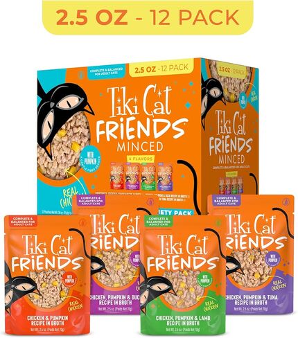 Tiki Cat Friends Wet Cat Food Chicken Variety Pack, 2.5 oz. Pouch (12 Count) in Kuwait