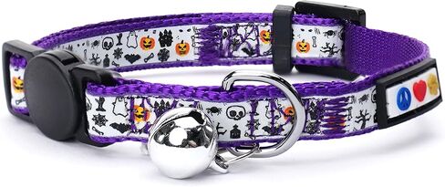 Pawtitas Glow in the Dark Cat Collar with Breakaway Safety Buckle & Bell Adjustable Kitten Collar, Purple in Saudi Arabia