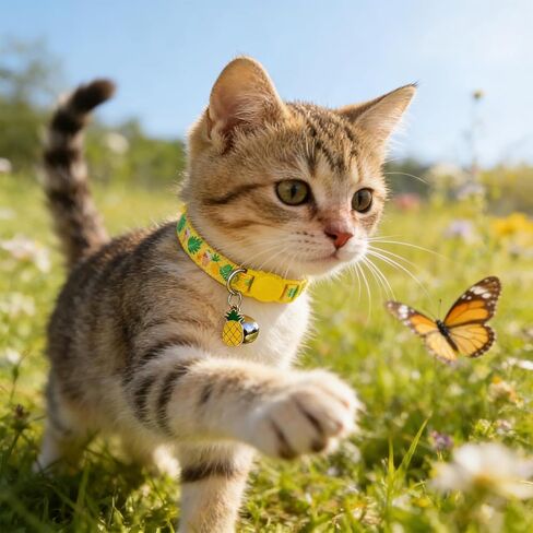 expawlorer زهرة القط طوق الانفصال مع أجراس 3 حزمة، قابل للتعديل طوق هريرة لينة مع قلادة لطيف لربيع وصيف، الياقات القط آمنة للفتيات الصبي القطط الحيوانات الأليفة زي الديكور الملحقات in Kuwait