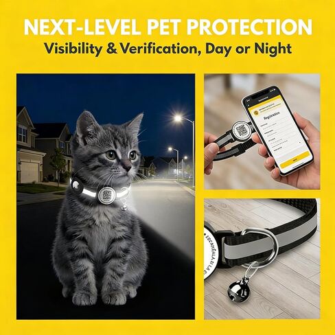 Waterproof Airtag Cat Collar with QR Code Tag Breakaway Cat Airtag Collar with Luminous Lightweight Kitten Collars for Apple Airtag Hidden GPS Tracker Holder for Cats Kittens 9-13 inches in Kuwait