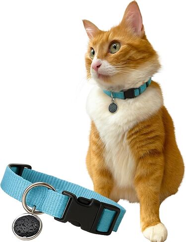Light Blue Cat Collar with Break Away Buckle - Adjustable Thin Cat Collar for Small and Adult Cats - Lightweight Comfortable Collar for All Cats in Kuwait
