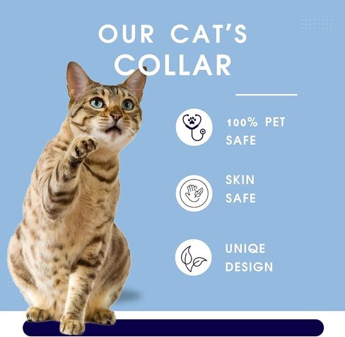 Light Blue Cat Collar with Break Away Buckle - Adjustable Thin Cat Collar for Small and Adult Cats - Lightweight Comfortable Collar for All Cats in Kuwait