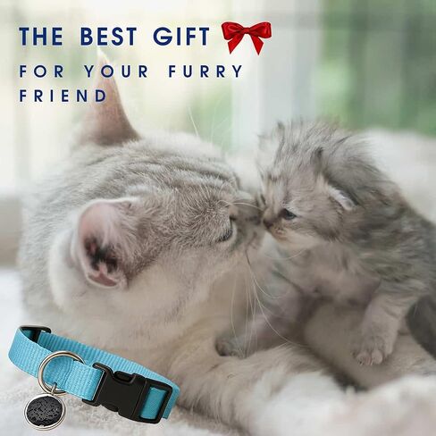 Light Blue Cat Collar with Break Away Buckle - Adjustable Thin Cat Collar for Small and Adult Cats - Lightweight Comfortable Collar for All Cats in Kuwait