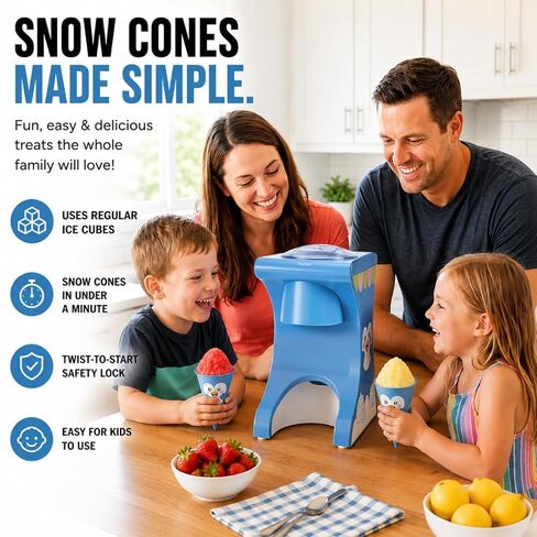 Fun Electric Snow Cone Machine for Kids & Home - Penguin Countertop Best Shaved Ice Machine Maker - Uses Regular Cubes or Crushed Ice for Instant Healthy Treats & Slushies in Kuwait