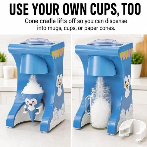 Fun Electric Snow Cone Machine for Kids & Home - Penguin Countertop Best Shaved Ice Machine Maker - Uses Regular Cubes or Crushed Ice for Instant Healthy Treats & Slushies in Kuwait