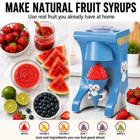 Fun Electric Snow Cone Machine for Kids & Home - Penguin Countertop Best Shaved Ice Machine Maker - Uses Regular Cubes or Crushed Ice for Instant Healthy Treats & Slushies in Kuwait