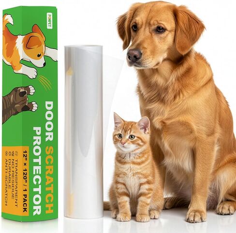 Door Protector from Dog Scratching - 12"X120" Transparent Pet Door Scratch Guard, No Residue Adhesive Dog & Cat Scratch Protector for Doors, Furniture in Kuwait