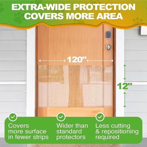 Door Protector from Dog Scratching - 12"X120" Transparent Pet Door Scratch Guard, No Residue Adhesive Dog & Cat Scratch Protector for Doors, Furniture in Kuwait