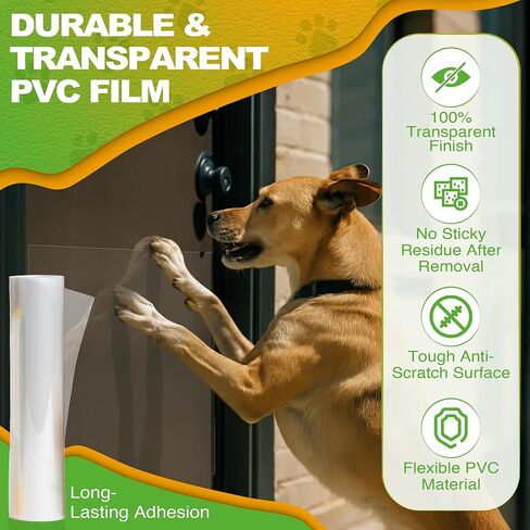 Door Protector from Dog Scratching - 12"X120" Transparent Pet Door Scratch Guard, No Residue Adhesive Dog & Cat Scratch Protector for Doors, Furniture in Kuwait