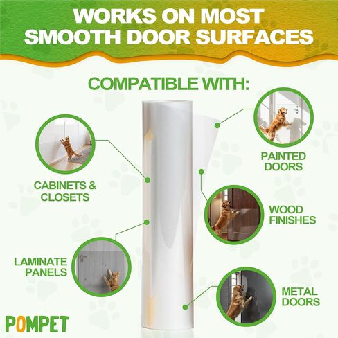 Door Protector from Dog Scratching - 12"X120" Transparent Pet Door Scratch Guard, No Residue Adhesive Dog & Cat Scratch Protector for Doors, Furniture in Kuwait