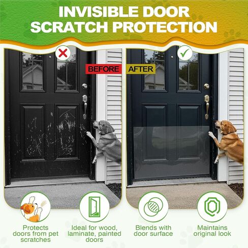 Door Protector from Dog Scratching - 12"X120" Transparent Pet Door Scratch Guard, No Residue Adhesive Dog & Cat Scratch Protector for Doors, Furniture in Kuwait