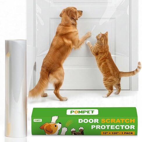 Door Protector from Dog Scratching - 12"X120" Transparent Pet Door Scratch Guard, No Residue Adhesive Dog & Cat Scratch Protector for Doors, Furniture in Kuwait