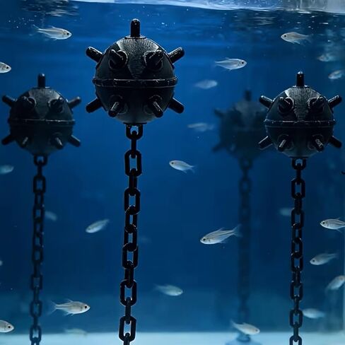 Floating Ornament with Suction Cup for Fish Tank, Decorative Item for Aquariums, Featuring an Underwater Torpedo Design Sea Mine in Kuwait
