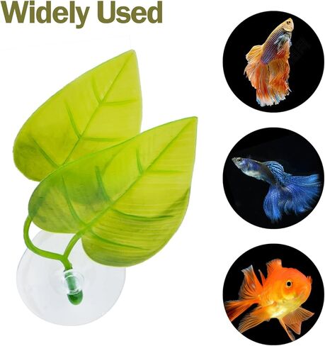 5 PCS Betta Fish Leaf Pad, Betta Bed Leaf Hammock, Realistic Fish Tank Decorations with Suction Cup for Sleeping Resting Hiding Playing Breeding, Colorful Design Natural Habitat in Kuwait