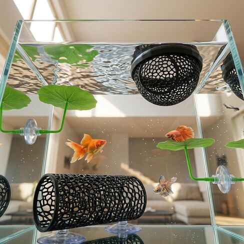 Betta Hammock, 5-Piece Set with Floating Betta Hide and Betta Fish Enrichment Toys, Aquarium Decor for Betta Fish Stress Relief and Natural Exploration, Includes Tunnel and Floating Bed in Kuwait