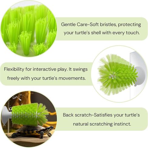 2-in-1 Turtle Tank Accessories Kit - Interactive Tortoise Feeder Ball & Turtle Brush with Suction Cup, Red Eared Slider Tank Decorations, Aquatic Turtle Toys for Tank Starter Kit in Kuwait