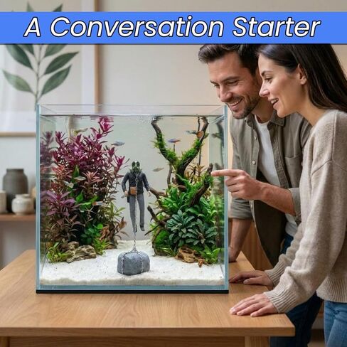 ديكور حوض السمك العائم - شخصية القاتل المتسلسل للرعب العميق والبقاء على قيد الحياة مع قناع غاز وأسلحة قابلة للفصل - زخرفة غرق من الراتنج مع مرساة حجرية، ديكور رائع لحوض السمك بنفسك in Kuwait