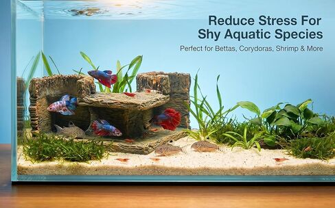 Aquarium Corner Cave Tunnel Decoration, Resin Fish Tank Hideout for Betta, Shrimp, Cichlid and Guppy, L-Shaped Underwater Hollow Log Ornament in Kuwait