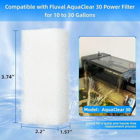 مجموعة من 6 وسادات إسفنجية بديلة من AQUANEAT، حشوة إسفنجية لحوض السمك متوافقة مع AquaClear 30، وسائط فلتر خزان الأسماك in Kuwait