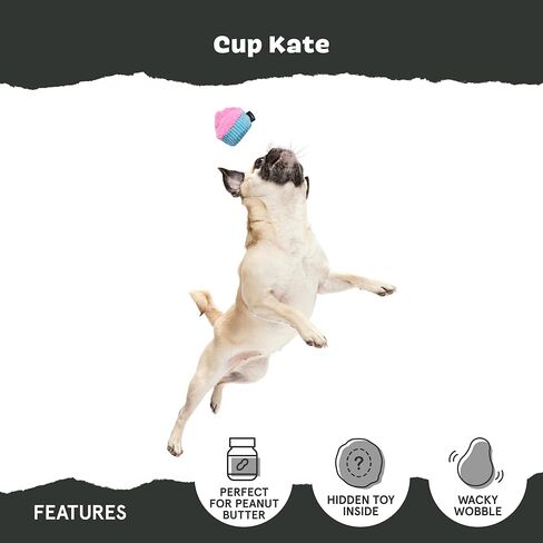 Barkbox Cup Kate Dog Toy – 2-in-1 Treat-Dispensing Toy with Hidden Core & Wobbly Bounce – Interactive Chew & Play Toy for Small to Medium Dogs in Kuwait