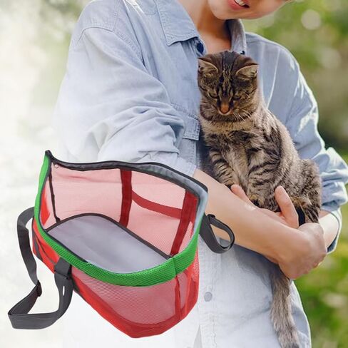 Cat Carrier Pet Handbag Dog Purse Full Mesh Carrier Bag Lightweight Panoramic Pet Bag for Small Dogs Travel Cats Outdoor, Red Green in Kuwait
