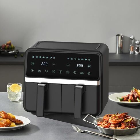 4QT+4QT Dual Basket Air Fryer - Digital Touchscreen, Smart Sync Finish,Auto Shutoff, 2 Independent Nonstick Dishwasher-Safe Frying Baskets - 8 Quart Digital Double Air Fryer in Kuwait