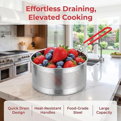 Stainless Steel Multi-Purpose Cookware Set with Frying Basket And Glass Lid - Non-Stick Saucepan, Deep Fryer, Noodle Boiler, Milk Pan, Food Steamer, Suitable for Induction & Gas Stoves in Kuwait