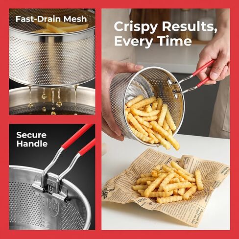 Stainless Steel Multi-Purpose Cookware Set with Frying Basket And Glass Lid - Non-Stick Saucepan, Deep Fryer, Noodle Boiler, Milk Pan, Food Steamer, Suitable for Induction & Gas Stoves in Kuwait
