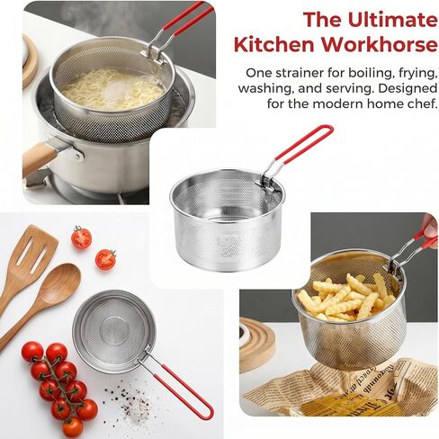Stainless Steel Multi-Purpose Cookware Set with Frying Basket And Glass Lid - Non-Stick Saucepan, Deep Fryer, Noodle Boiler, Milk Pan, Food Steamer, Suitable for Induction & Gas Stoves in Kuwait