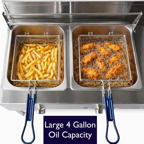 Stainless Steel Propane Deep Fryer Cart with Vortex Stove-3 in 1 with Food Steamers-Cast Iron Burner Stove-with Hose & Regulator + Thermometer-Ideal for Commercial and Home Use in Kuwait