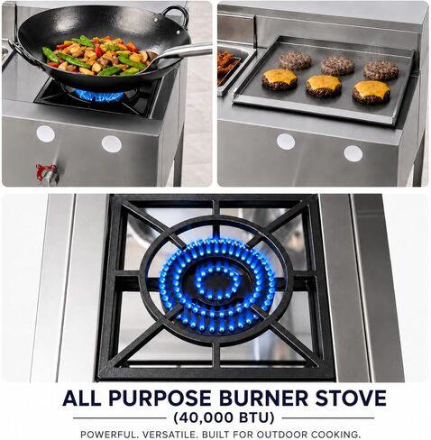Stainless Steel Propane Deep Fryer Cart with Vortex Stove-3 in 1 with Food Steamers-Cast Iron Burner Stove-with Hose & Regulator + Thermometer-Ideal for Commercial and Home Use in Kuwait