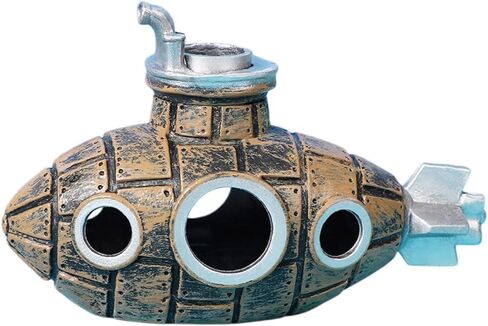 Fish Tank Decoration, Retro Submarine Design, Aquarium Resin Fish Tank Accessories, Providing Hidden Cave Shelters for Fish in Kuwait