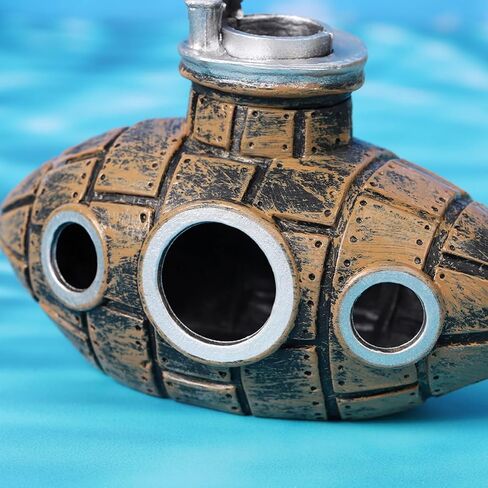 Fish Tank Decoration, Retro Submarine Design, Aquarium Resin Fish Tank Accessories, Providing Hidden Cave Shelters for Fish in Kuwait