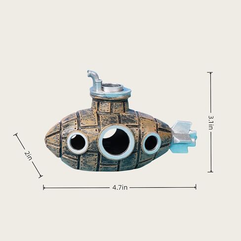 Fish Tank Decoration, Retro Submarine Design, Aquarium Resin Fish Tank Accessories, Providing Hidden Cave Shelters for Fish in Kuwait