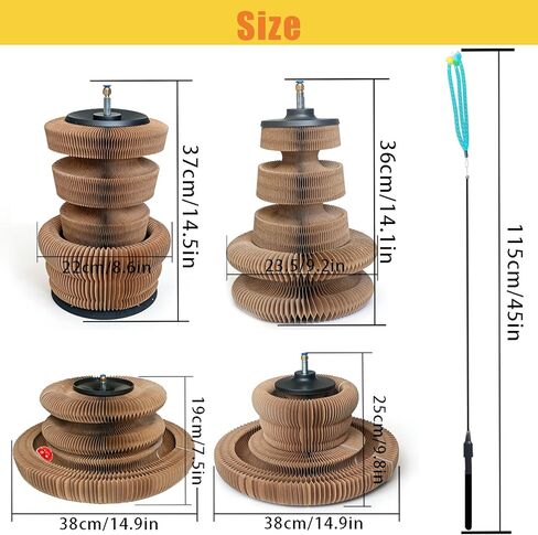 Kitty Curls Cat Scratcher Toy, Magic Organ Cat Scratcher Accordion Foldable Kurlz-Style Cat Toy with Strong Suction Cup & Metal Teaser Wand - DIY Interactive Shapes for Indoor Cats in Kuwait