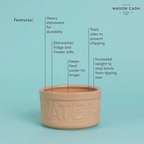 Mason Cash: Cane Dog Water Bowl - 5.9", 30oz -Tan Food-Water Dish, Durable Ceramic Stoneware, Microwave-Dishwasher Safe, Pet Meal Feeding-Hydration in Kuwait
