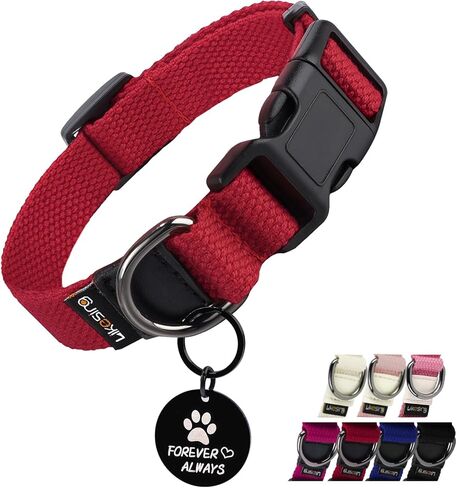 Likesing Small Dog Collar Girl Boy, Classic Dog Collar for Mini Dogs Female Male Pet Cats Puppy Collar, Extra Small Dog Collar for Litter with Buckle, D-Ring and Removable Tag(9.8"-15.7" L, 3/4" W) in Kuwait
