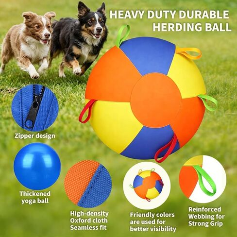 Herding Ball for Dogs,Durable Waterproof Dog Herding Ball Outdoor, Large Interactive Dog Play Ball for Herding Breeds to Push Chase & Roll, Pet Training Toy for Australian Shepherd Border Collie(10in) in Kuwait