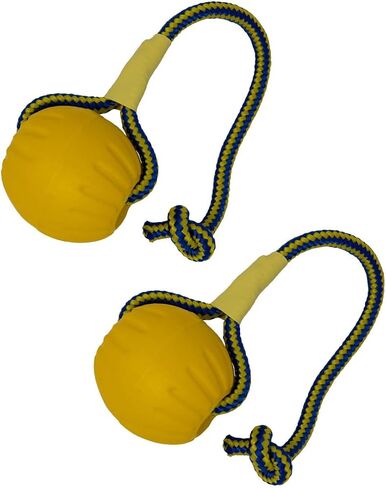2 Pack Ball with Rope Dog Toy,Fling Dura Foam Toy,Dog Water Float Ball Rraining Boall on Rope (2 Pieces 9cm/3.5") in Kuwait