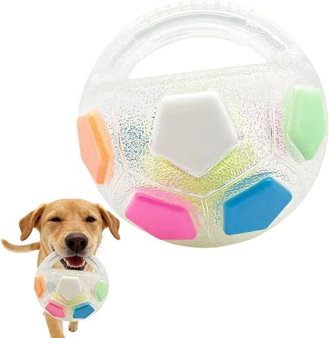 Dog Calming Ball with Handle, Interactive Ball for Playing with Pet Dogs, Interactive Soccer Toy with Squeaking Tennis Ball Inside, for Water Play, Training & Outdoor Games (White) in Kuwait