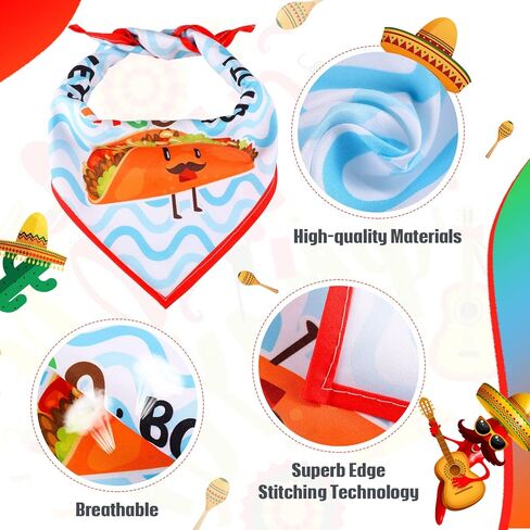 3 Pcs Cinco De Mayo Dog Bandanas Mexico Dog Bandana Taco Cactus Pepper Mallets Bottles Horses Pattern Triangle Bib Pet Scarf Accessories Costume for Small Medium Pets (Tacos) in Kuwait