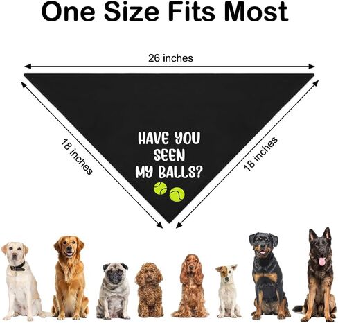 Have You Seen My Balls Black Dog Bandana, Funny Tennis Themed Pet Scarf Accessory Photo Prop for Outdoor Hiking Ball Field, Birthday for Dog Mom Dad Sport Tennis Lover in Kuwait