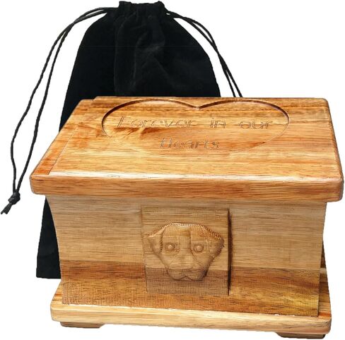 Pet Memorial Urns for Dogs or Cats Ashes, Solid Acacia Wooden Funeral Pets Memorial Urns, Cremation Urns Keepsake Memory Box for Loss Pets, Ashes Urn for Pets (Natural Color, M) in Kuwait