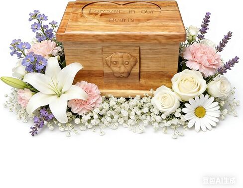 Pet Memorial Urns for Dogs or Cats Ashes, Solid Acacia Wooden Funeral Pets Memorial Urns, Cremation Urns Keepsake Memory Box for Loss Pets, Ashes Urn for Pets (Natural Color, M) in Kuwait